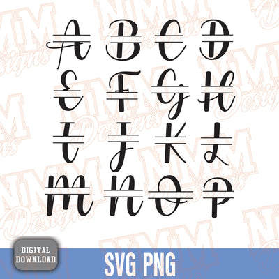 Split Monogram Alphabet SVG, Ai, PNG, Split Monogram Frame Alphabet, Cut File for Cricut, Silhouette, 26 Individual Svg Png Dxf Cut Files SVG NMMDesignsShop 
