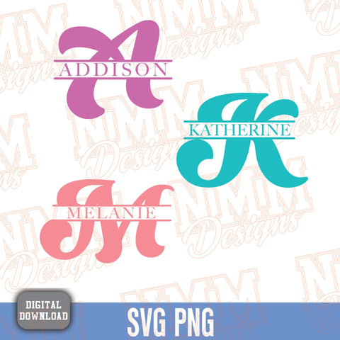 Split Monogram Alphabet SVG, Ai, PNG, Split Monogram Frame Alphabet, Cut File for Cricut, Silhouette, 26 Individual Svg Png Dxf Cut Files SVG NMMDesignsShop 