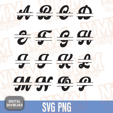 Split Monogram Alphabet SVG, Ai, PNG, Split Monogram Frame Alphabet, Cut File for Cricut, Silhouette, 26 Individual Svg Png Dxf Cut Files SVG NMMDesignsShop 