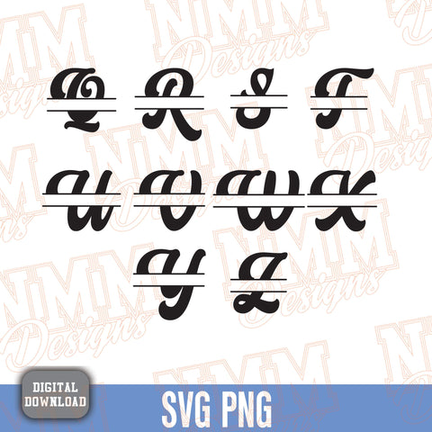 Split Monogram Alphabet SVG, Ai, PNG, Split Monogram Frame Alphabet, Cut File for Cricut, Silhouette, 26 Individual Svg Png Dxf Cut Files SVG NMMDesignsShop 