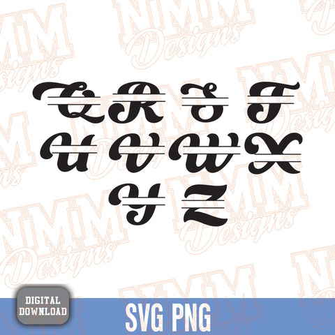 Split Monogram Alphabet SVG, Ai, PNG, Split Monogram Frame Alphabet, Cut File for Cricut, Silhouette, 26 Individual Svg Png Dxf Cut Files SVG NMMDesignsShop 