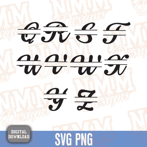 Split Monogram Alphabet SVG, Ai, PNG, Split Monogram Frame Alphabet, Cut File for Cricut, Silhouette, 26 Individual Svg Png Dxf Cut Files SVG NMMDesignsShop 