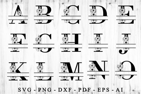Split Monogram Letters SVG Cut Files Designs, Family Name Sign SVG, Split Font SVG, Split Alphabet Set A-Z SVG D2PUTRI Designs 