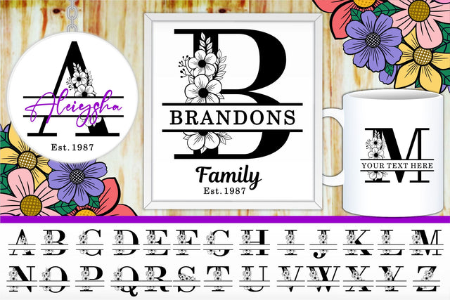 Split Monogram Letters SVG Cut Files Designs, Family Name Sign SVG, Split Font SVG, Split Alphabet Set A-Z SVG D2PUTRI Designs 