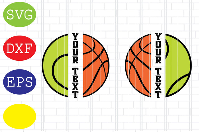 Split Name Tennis Basketball, Tennis Ball, Basketball Clipart, Sport Ball Svg, Tennis Silhouette, Tennis Fan Svg, Jpg, Eps, Dxf Files SVG DigitalSvgFiles 
