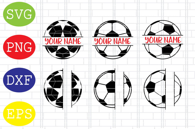 Split Soccer Ball, Soccer Name Here, Ball Illustration Svg, Jpg, Eps, Dxf Files SVG DigitalSvgFiles 