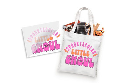 Spooktacular Little Ghoul Halloween DTF Heat Transfer Physical So Fontsy T-Shirt Iron-On Transfer Shop 4x4