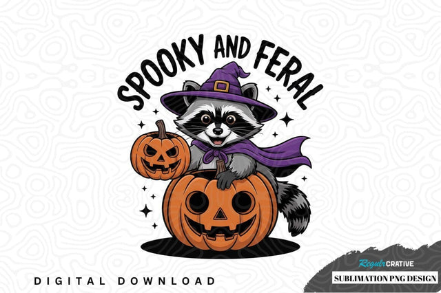 Spooky and feral halloween raccoon design Sublimation Regulrcrative 
