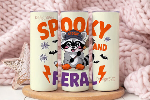 Spooky and Feral Raccoon 20oz Tumbler Sublimation DesignSVG 