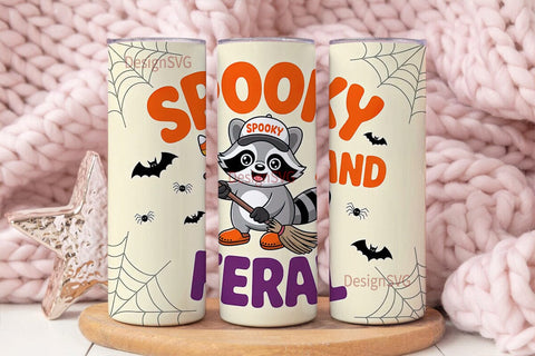Spooky and Feral Raccoon 20oz Tumbler Sublimation DesignSVG 
