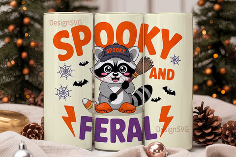 Spooky and Feral Raccoon 20oz Tumbler Sublimation DesignSVG 