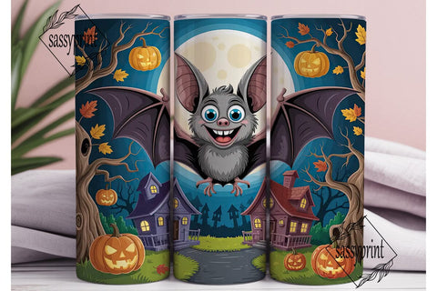 Spooky Bat Halloween 20oz Tumbler Wrap Sublimation sassyprint 