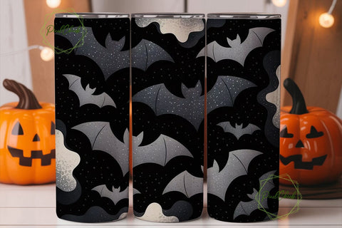 Spooky Bat Stars Tumbler Wrap Sublimation PixelChick 