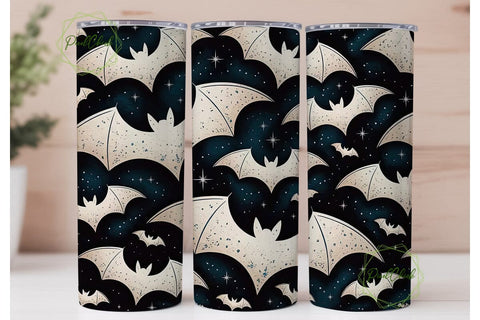 Spooky Bat Stars Tumbler Wrap Sublimation PixelChick 