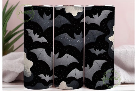 Spooky Bat Stars Tumbler Wrap Sublimation PixelChick 