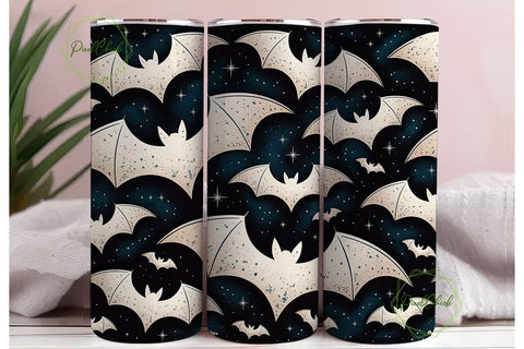 Spooky Bat Stars Tumbler Wrap Sublimation PixelChick 