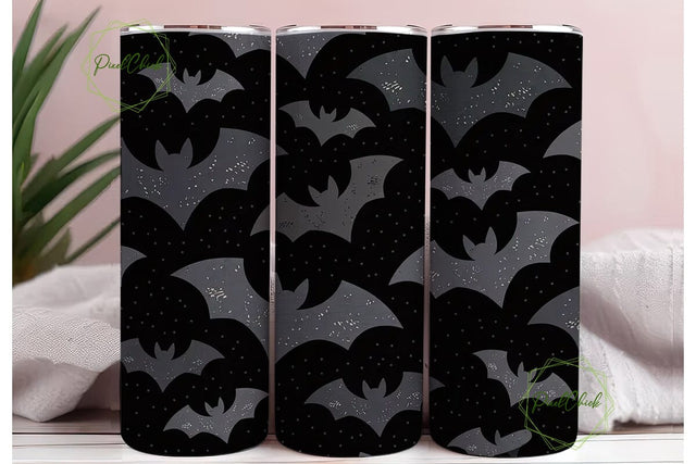 Spooky Bat Stars Tumbler Wrap Sublimation PixelChick 