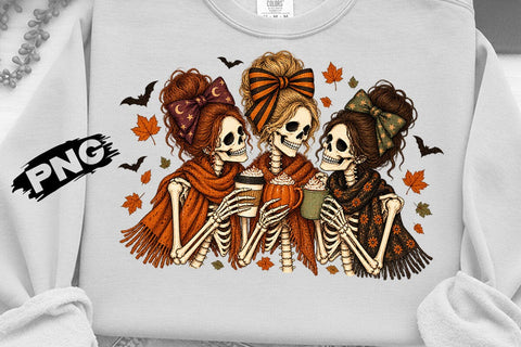 Spooky Besties Halloween Skeleton Coffee SVG DesignDestine 