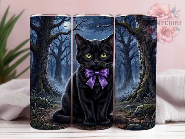 Spooky Black Cat 20oz Tumbler, Black Cat, Spooky Halloween, 20oz Wrap, Cute Spooky, Whimsical Style, Sublimation Tumbler, Festive Pattern Sublimation Li Zamperini 