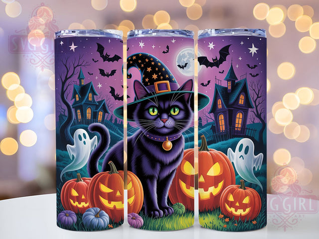 Spooky Black Cat Gothic Halloween Tumbler, Spooky Cat Wrap, 20oz Tumbler Sublimation, Haunted Cat Design, Creepy Kitty Tumbler, Witchy Cat Wrap, Gothic Halloween Sublimation Sublimation SvggirlplusArt 