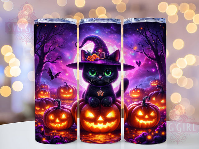Spooky Black Cat Gothic Halloween Tumbler, Spooky Cat Wrap, 20oz Tumbler Sublimation, Haunted Cat Design, Creepy Kitty Tumbler, Witchy Cat Wrap, Gothic Halloween Sublimation Sublimation SvggirlplusArt 