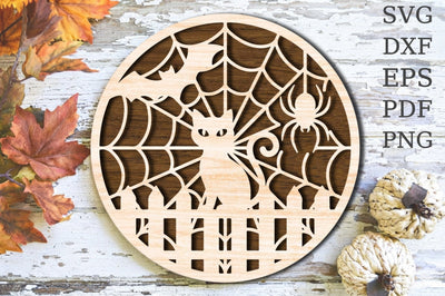 Spooky Black Cat Halloween Laser Cut SVG SVG Rupkotha 