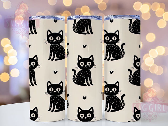 Spooky Black Cat Tumbler Wrap, Seamless Cat Pattern, Halloween Cat Design, Cat Lover Tumbler, Spooky Cat Sublimation, 20oz Tumbler Template, Gothic Cat PNG Sublimation SvggirlplusArt 