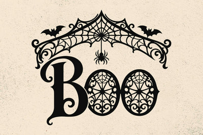 Spooky Boo Door Hanger Svg, Spiders Web Door Sign Bundle, Laser Cut File, Boo Svg, Spooky Glowforge svg, Funny Halloween Glowforge Decor svg SVG DesignDestine 