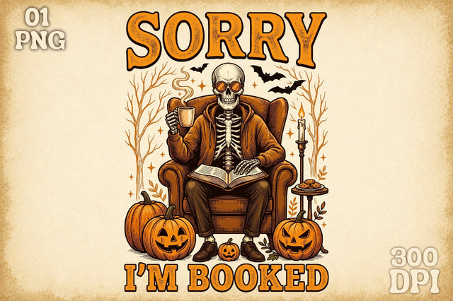 Spooky Book Lover Skeleton Png Sublimation designartist 