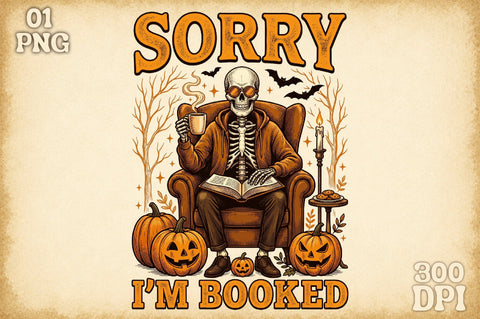 Spooky Book Lover Skeleton Png Sublimation designartist 