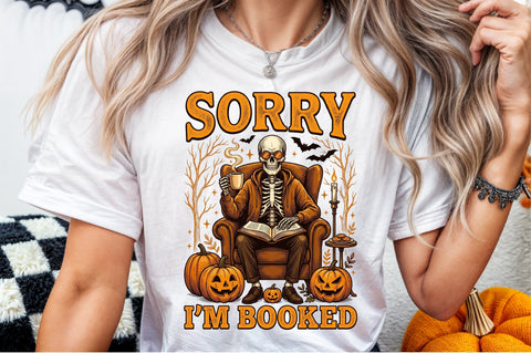 Spooky Book Lover Skeleton Png Sublimation designartist 