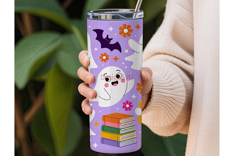 Spooky Bookish Ghosts 20oz Tumbler Sublimation DesignSVG 