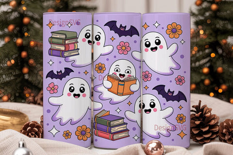 Spooky Bookish Ghosts 20oz Tumbler Sublimation DesignSVG 