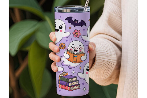 Spooky Bookish Ghosts 20oz Tumbler Sublimation DesignSVG 