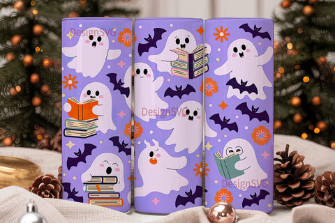 Spooky Bookish Ghosts 20oz Tumbler Sublimation DesignSVG 