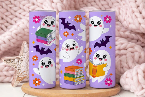 Spooky Bookish Ghosts 20oz Tumbler Sublimation DesignSVG 
