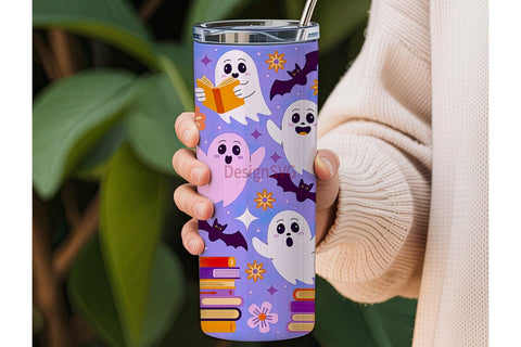 Spooky Bookish Ghosts 20oz Tumbler Sublimation DesignSVG 