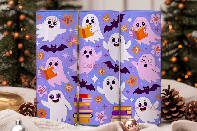 Spooky Bookish Ghosts 20oz Tumbler Sublimation DesignSVG 