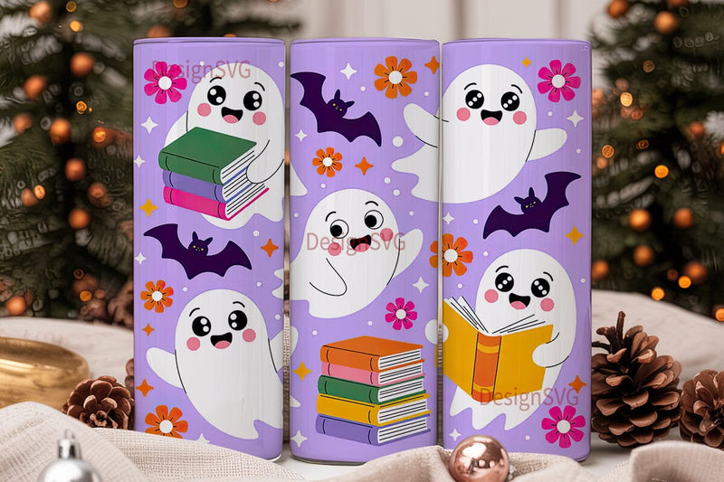 Spooky Bookish Ghosts 20oz Tumbler Sublimation DesignSVG 