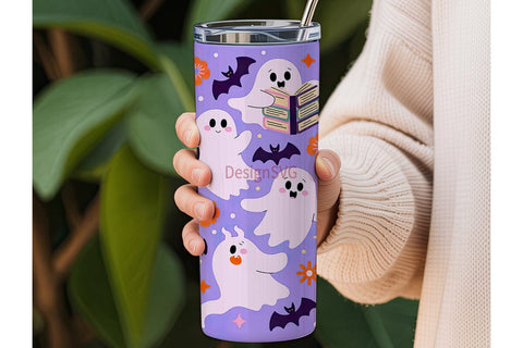 Spooky Bookish Ghosts 20oz Tumbler Sublimation DesignSVG 