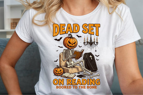 Spooky Bookish Halloween -Skeleton Png Sublimation designartist 