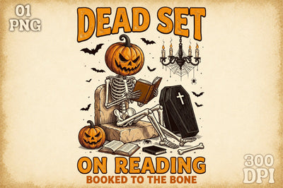 Spooky Bookish Halloween -Skeleton Png Sublimation designartist 