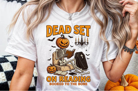 Spooky Bookish Halloween -Skeleton Png Sublimation designartist 