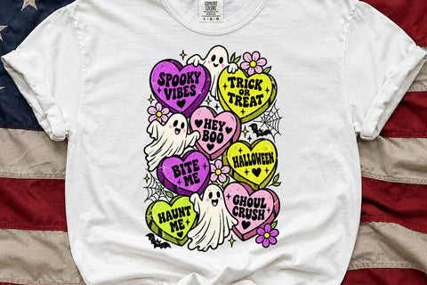 Spooky Candy Hearts Halloween Ghost PNG SVG DesignDestine 