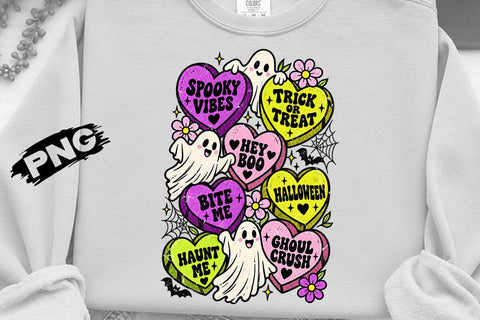Spooky Candy Hearts Halloween Ghost PNG SVG DesignDestine 