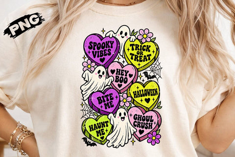 Spooky Candy Hearts Halloween Ghost PNG SVG DesignDestine 