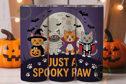 Spooky Cat Crew 20oz Tumbler Wrap Sublimation PixelChick 