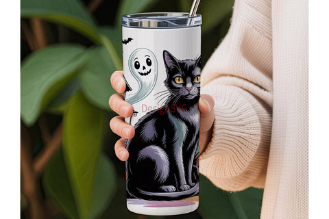 Spooky Cat Halloween 20oz Tumbler Wrap Sublimation DesignSVG 