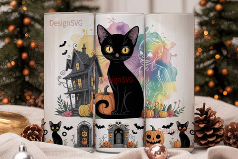 Spooky Cat Halloween 20oz Tumbler Wrap Sublimation DesignSVG 