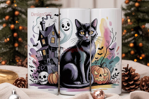 Spooky Cat Halloween 20oz Tumbler Wrap Sublimation DesignSVG 
